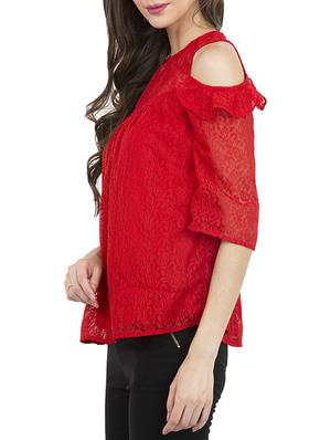 cold shoulder laced top - 13276761 - Standard Image - 2