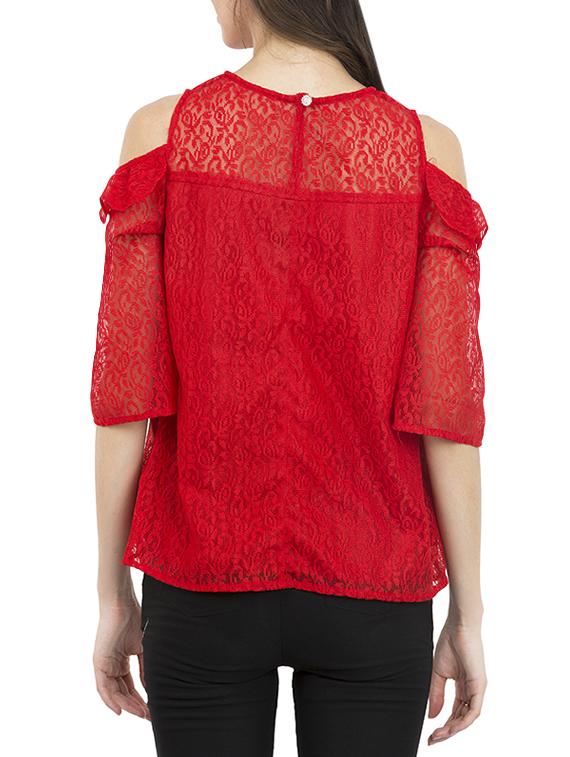 cold shoulder laced top - 13276761 - Zoom Image - 3