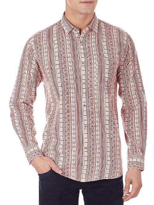 brown printed cotton casual shirt - 13278995 - Standard Image - 1