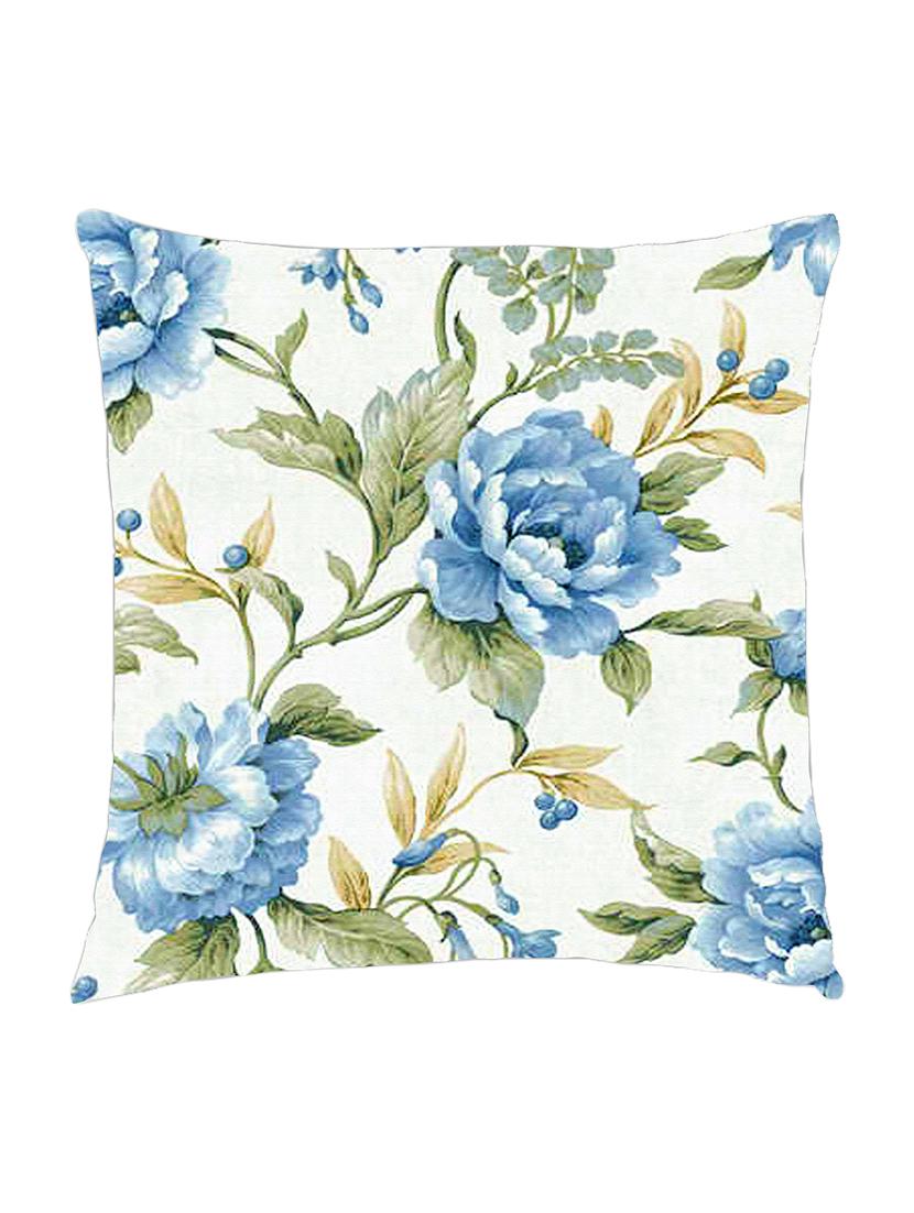 digitally printed cushion cover of vintage look blue flowers - 13285629 - Zoom Image - 1