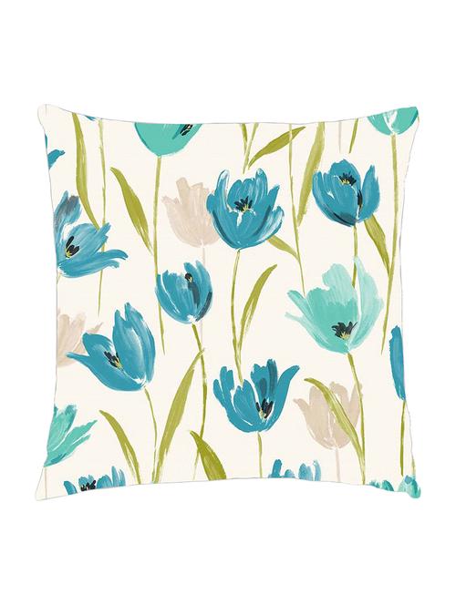 digitally printed cushion cover of turquoise blue watercolor flowers - 13285631 - Standard Image - 1