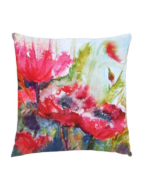digitally printed cushion cover of red watercolor painted flowers - 13285634 - Standard Image - 1