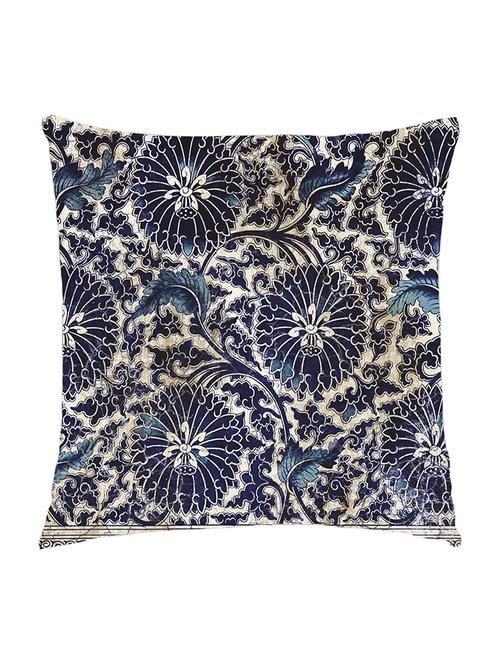 digitally printed cushion cover of dark blue vintage floral look tile design - 13285636 - Standard Image - 1