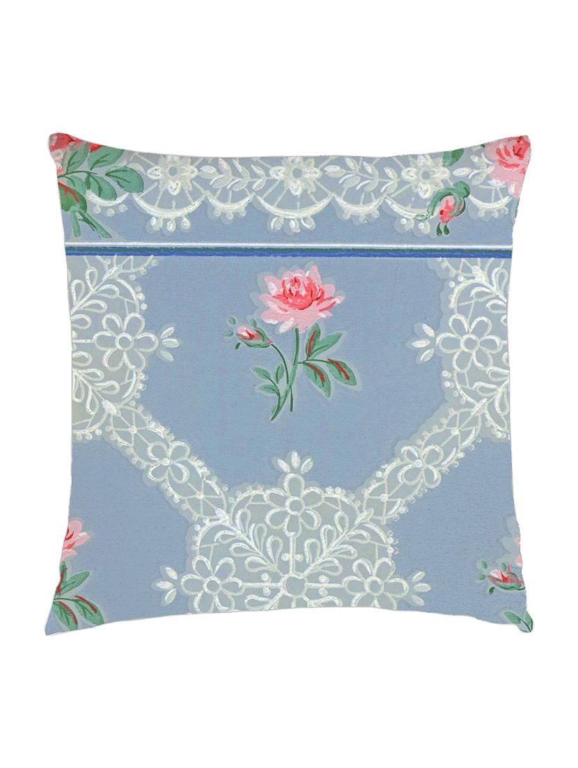 digitally printed cushion cover of vintage flower border design - 13285638 - Zoom Image - 1