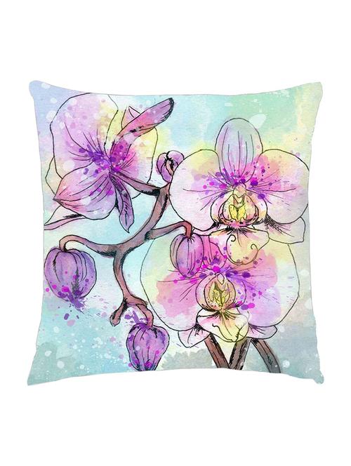 digitally printed cushion cover of pink watercolor look painted flowers - 13285640 - Standard Image - 1
