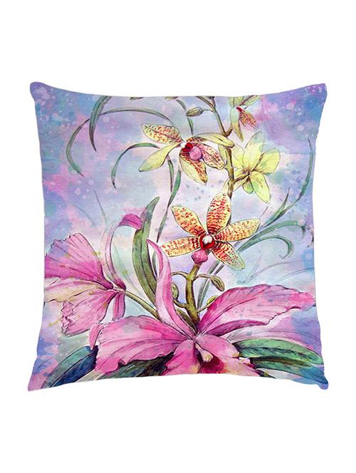 digitally printed cushion cover of pink flowers - 13285641 - Standard Image - 1