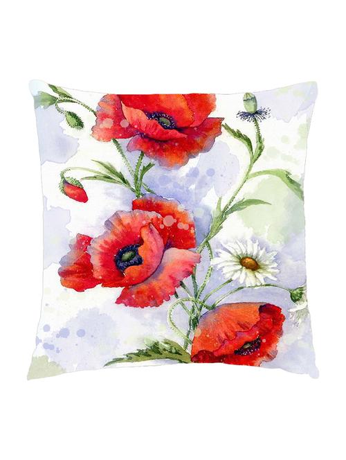 digitally printed cushion cover of three big red flowers - 13285658 - Standard Image - 1