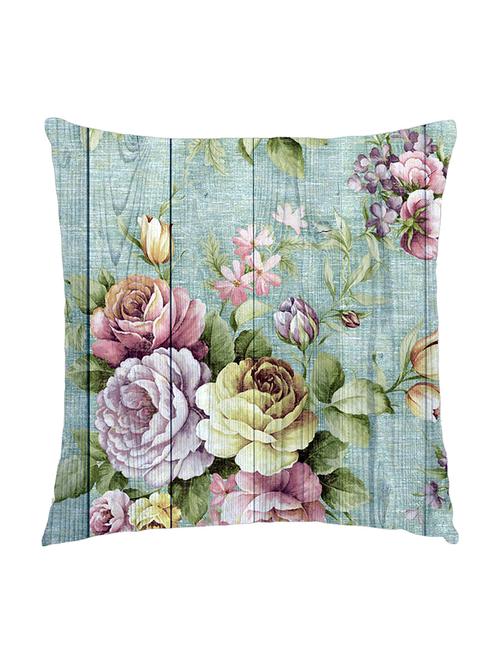 digitally printed cushion cover of vintage flowers on wooden plank - 13285700 - Standard Image - 1