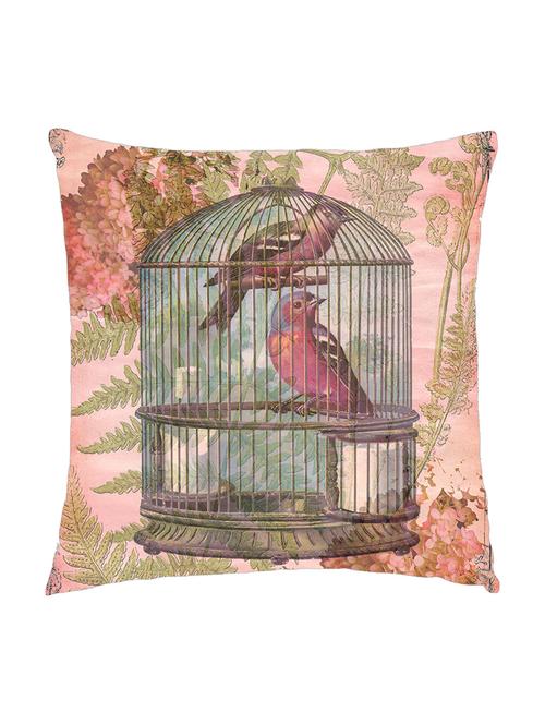 digitally printed cushion cover of two birds in cage - 13285713 - Standard Image - 1