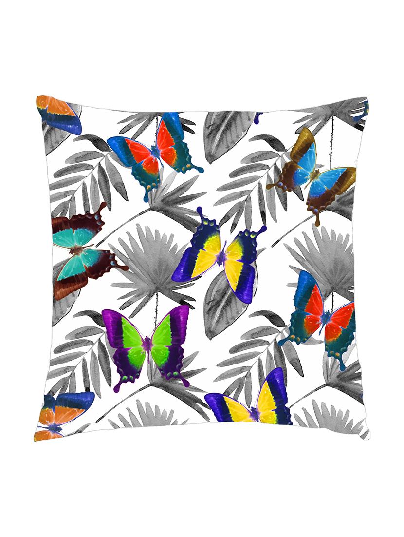 digitally printed cushion cover of butterflies and grey flowers - 13285716 - Zoom Image - 1