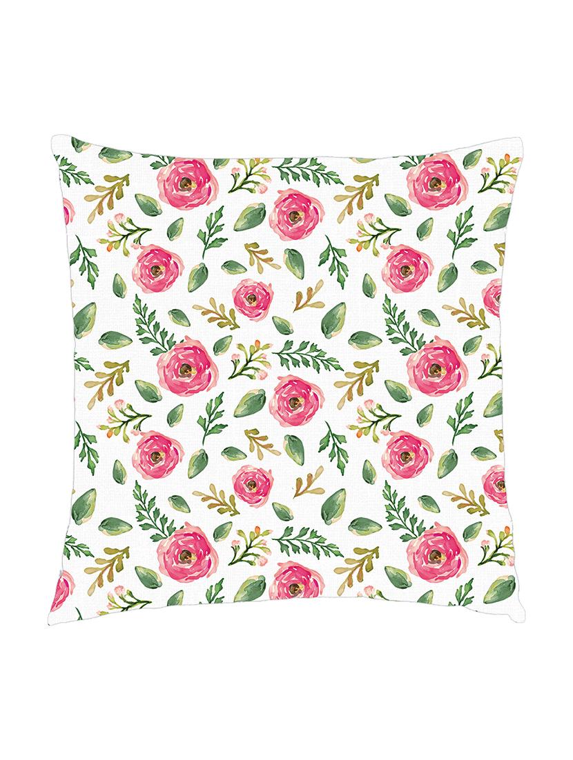 digitally printed cushion cover of pink roses and leaves - 13285748 - Zoom Image - 1