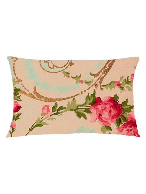digitally printed cushion cover of vintage red roses and foil look print - 13285789 - Standard Image - 1