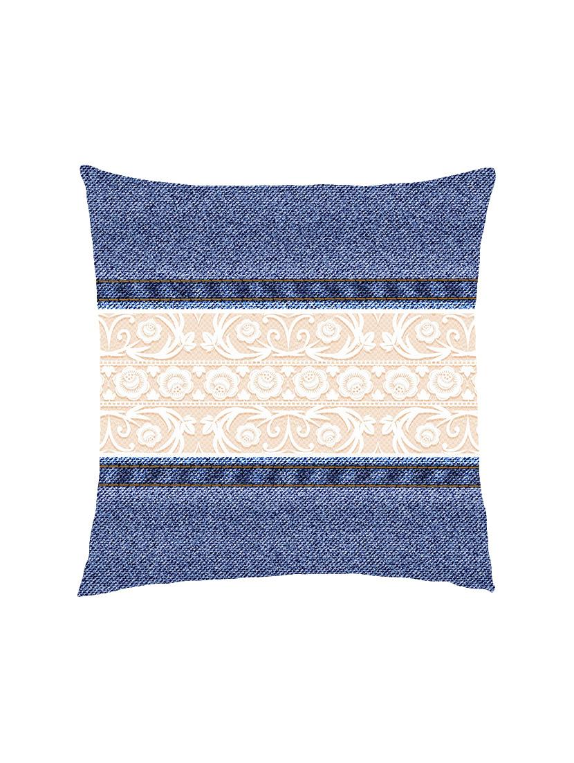 digital printed cushion cover with denim with lace - 13285838 - Zoom Image - 1