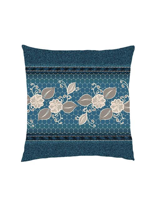 digital printed cushion cover with floral lace jaal denim look - 13285841 - Standard Image - 1