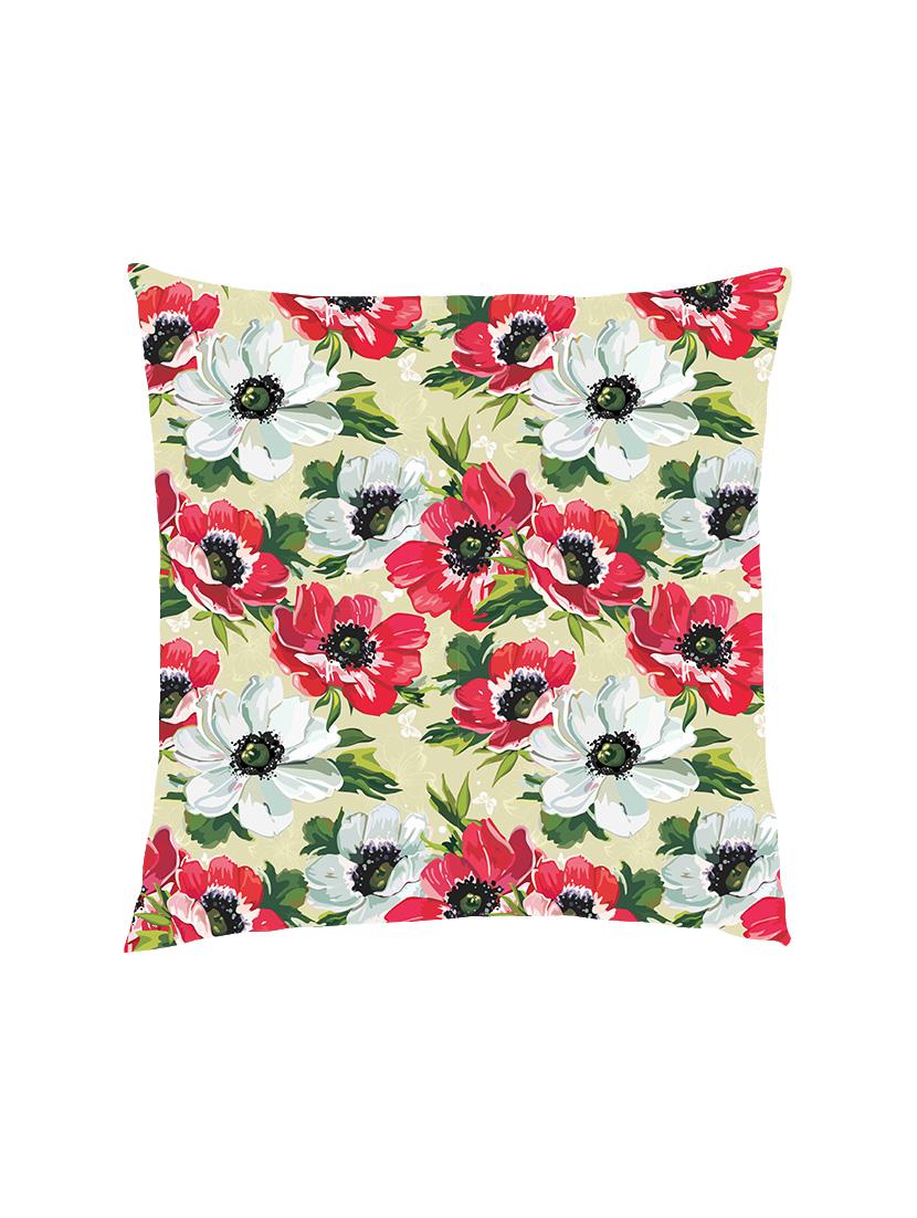 digital printed cushion cover with white and red floral pattern - 13285856 - Zoom Image - 1