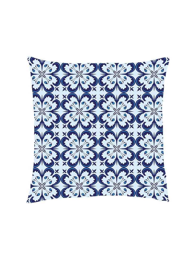 digital printed cushion cover with blue geometric flower - 13285863 - Zoom Image - 1