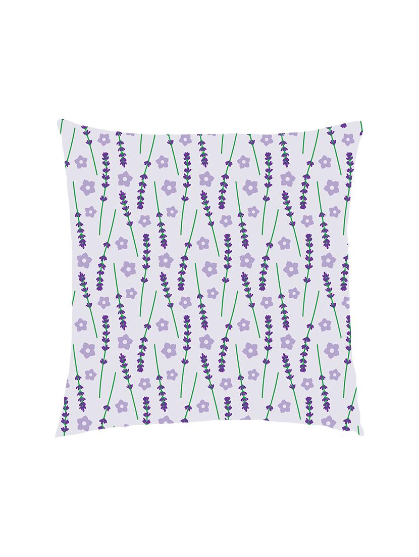 digitally printed leaf & geometric flowers satin cushion cover - 13285925 - Zoom Image - 1