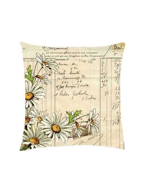 digitally printed text & flowers satin cushion cover - 13285936 - Standard Image - 1