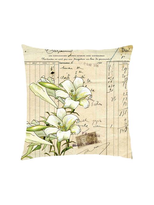 digitally printed text & flowers satin cushion cover - 13285938 - Standard Image - 1