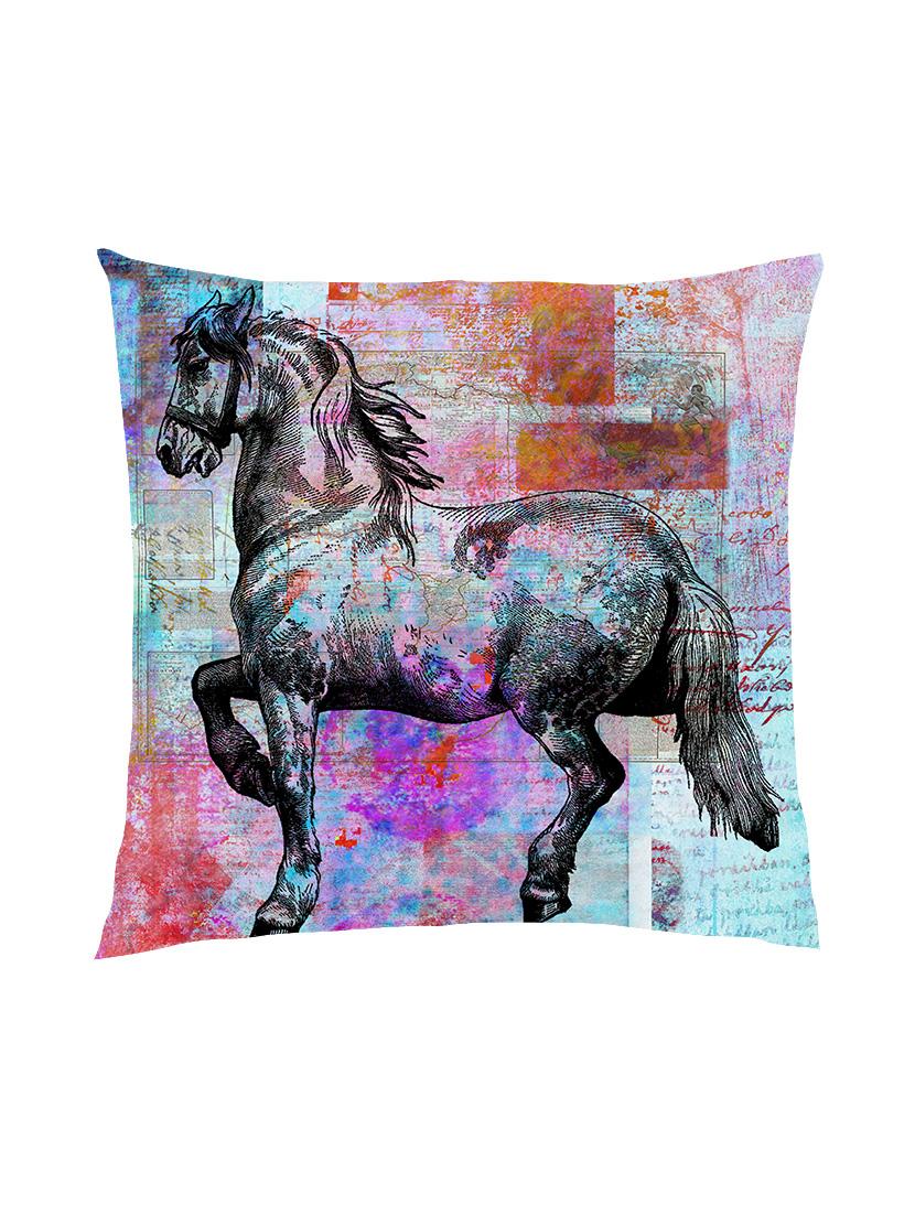 digitally printed abstract background & a horse over it satin cushion cover - 13286000 - Zoom Image - 1