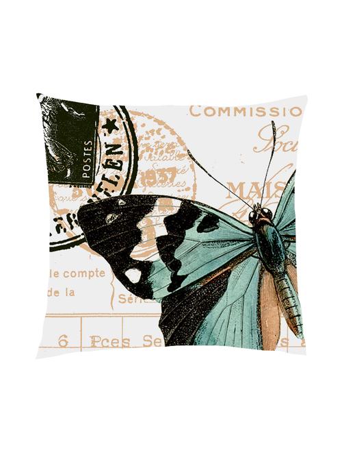 digitally printed text, stamp & butterfly satin cushion cover - 13286027 - Standard Image - 1