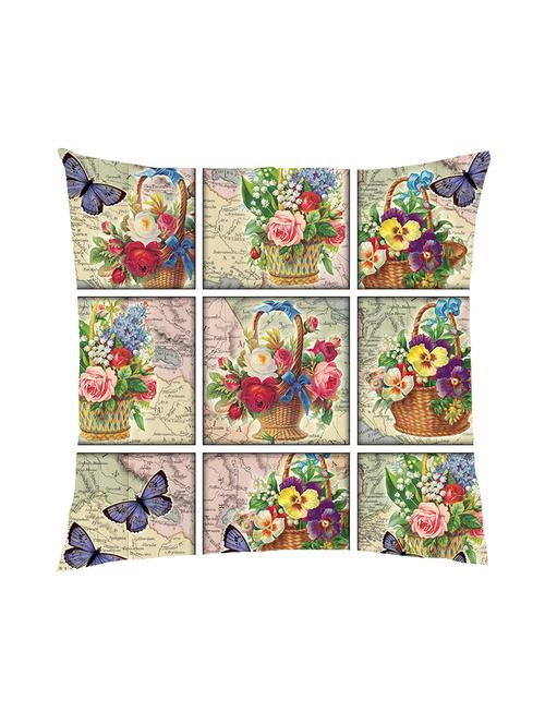 digitally printed background & flowers satin cushion cover - 13286033 - Standard Image - 1