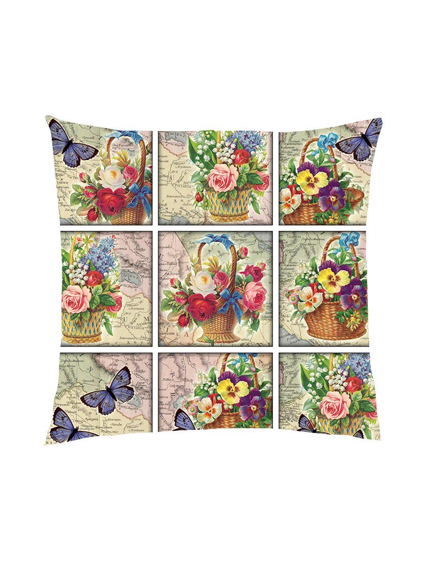 digitally printed background & flowers satin cushion cover - 13286033 - Zoom Image - 1