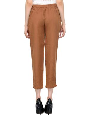 brown cotton peg trouser - 13287279 - Standard Image - 3