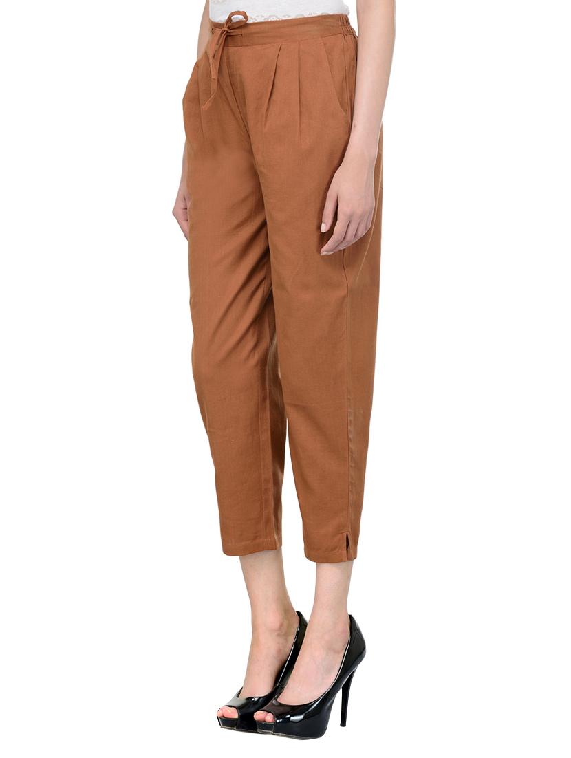 brown cotton peg trouser - 13287279 - Zoom Image - 2