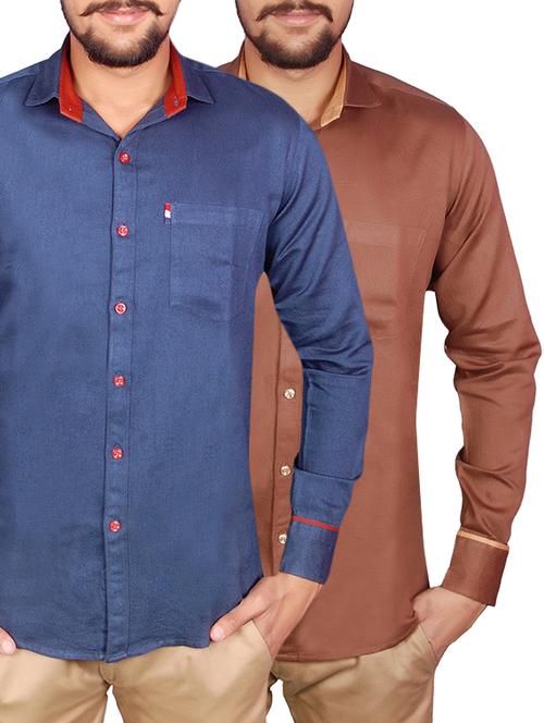 multi colored set of 2 cotton casual shirt - 13287753 - Very Small Image - 1