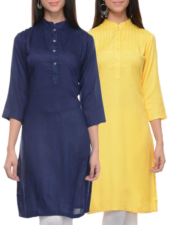 multi colored rayon combo kurtas - 13288361 - Zoom Image - 1
