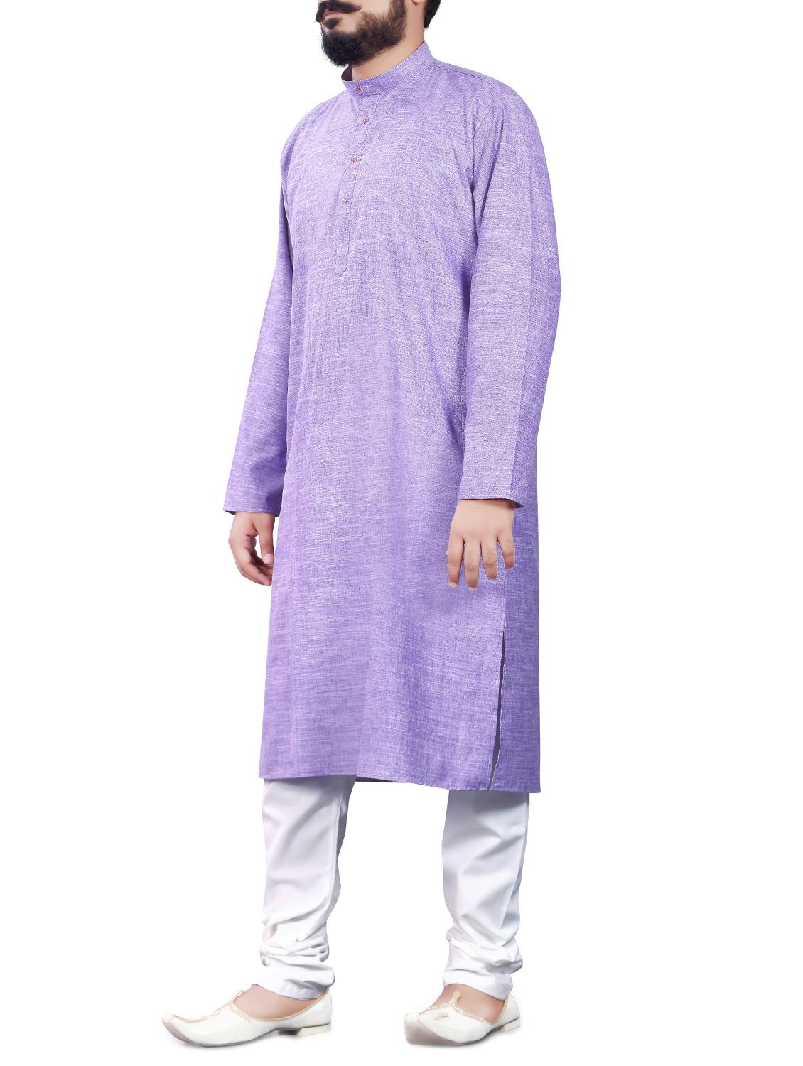 purple cotton ethnic wear set - 13289200 - Zoom Image - 2