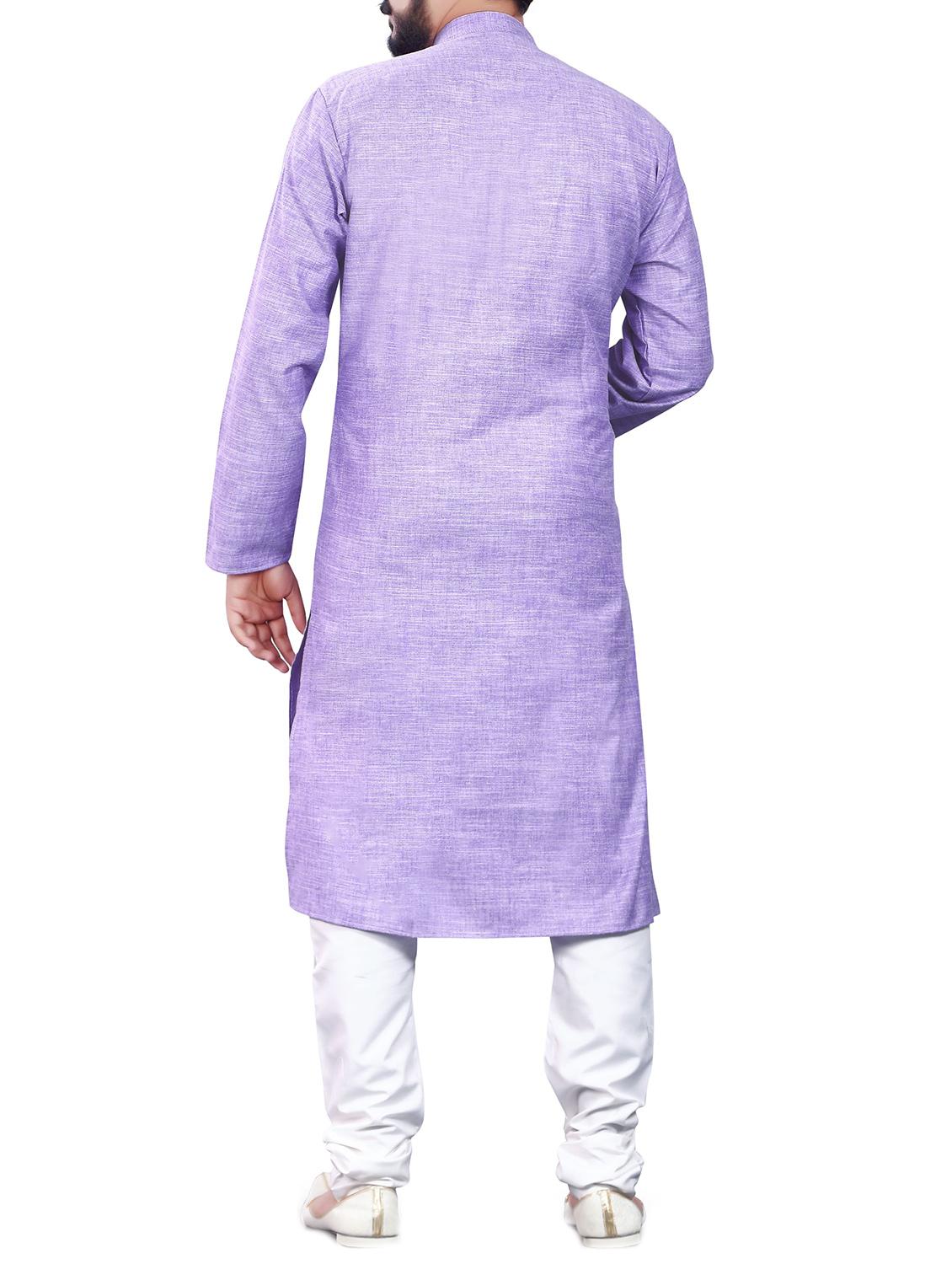 purple cotton ethnic wear set - 13289200 - Zoom Image - 3