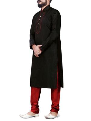 black silk blend ethnic wear set - 13289204 - Standard Image - 2