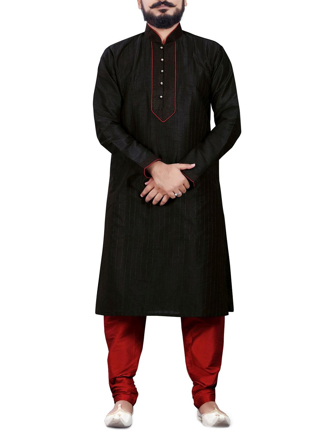 black silk blend ethnic wear set - 13289204 - Zoom Image - 1