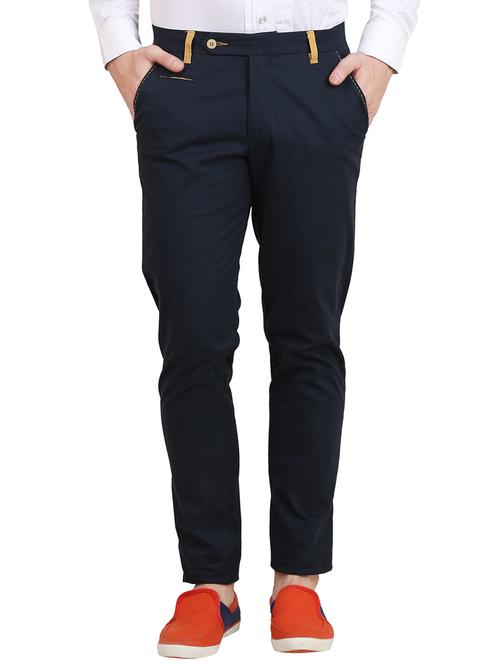 navy blue cotton chinos casual trousers - 13289637 - Standard Image - 1