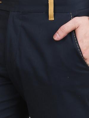 navy blue cotton chinos casual trousers - 13289637 - Standard Image - 3