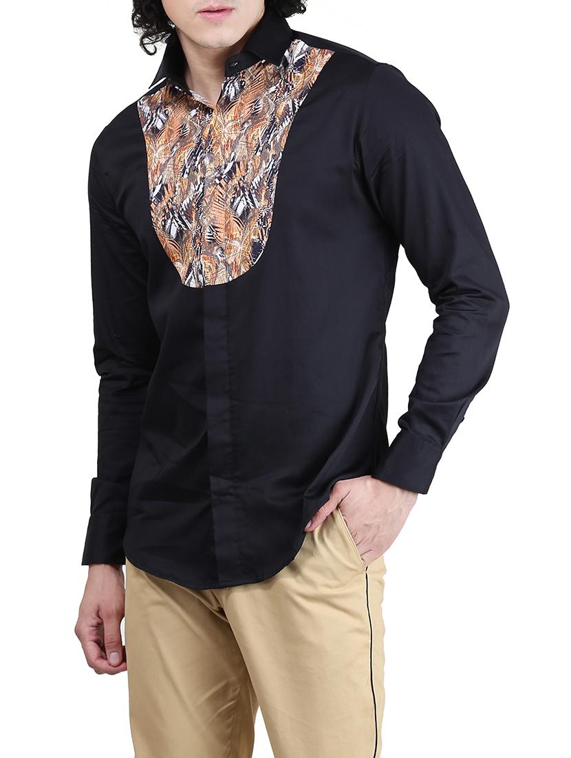 black cotton casual shirt - 13289650 - Zoom Image - 2