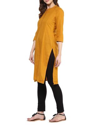 mustard cotton kurta - 13290289 - Standard Image - 2