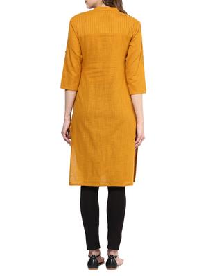 mustard cotton kurta - 13290289 - Standard Image - 3