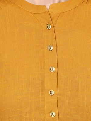 mustard cotton kurta - 13290289 - Standard Image - 4