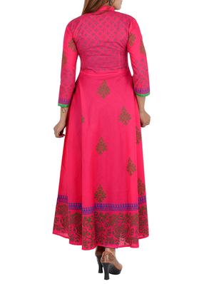 block printed flared kurta - 13293326 - Standard Image - 3