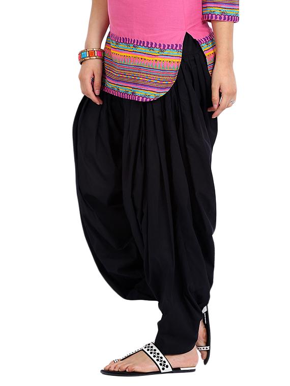 black cotton patiyala salwars - 13294519 - Zoom Image - 2
