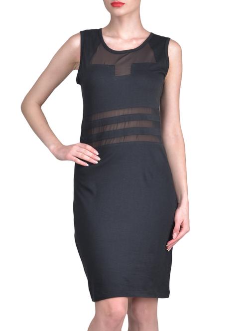 solid black sleeveless cotton mesh dress - 1329552 - Very Small Image - 1