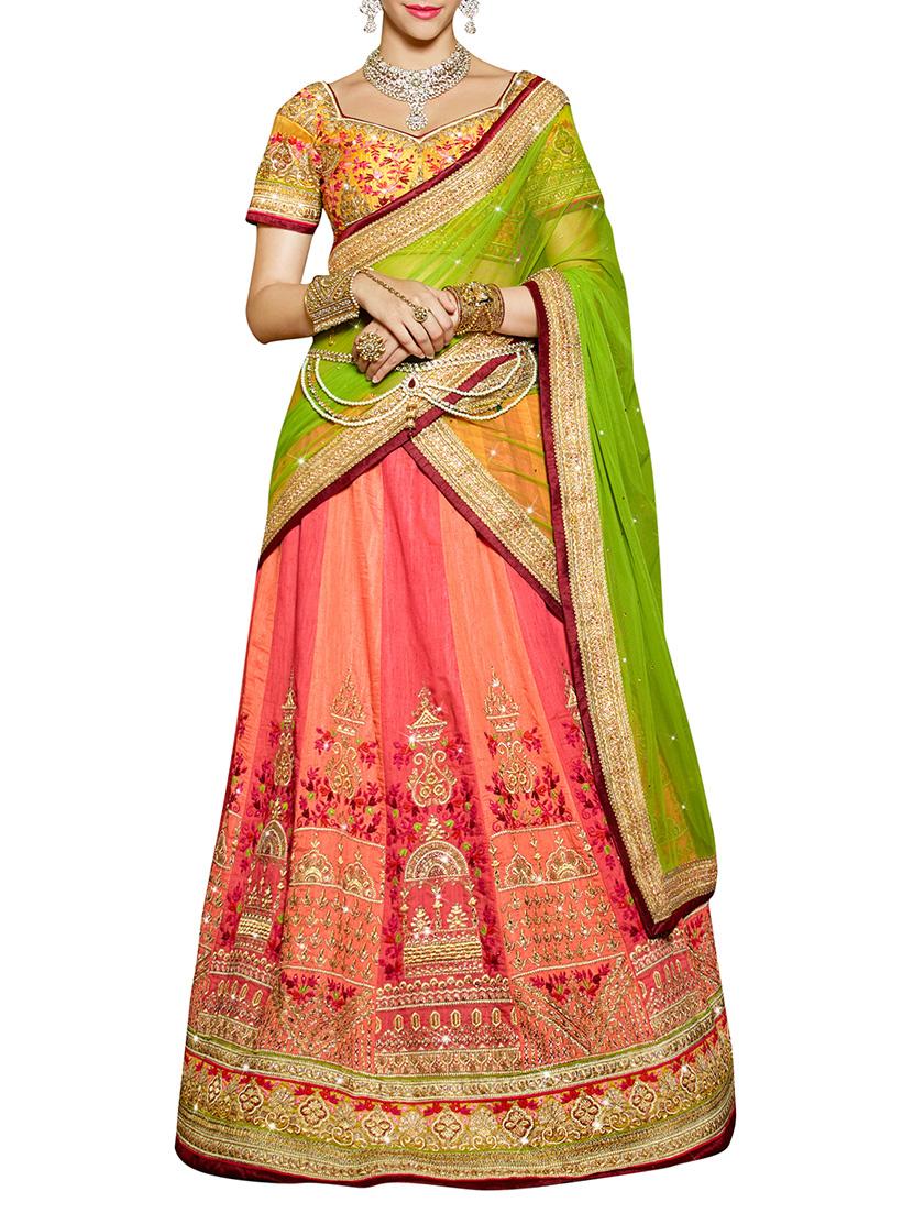 pink embroidered lehenga