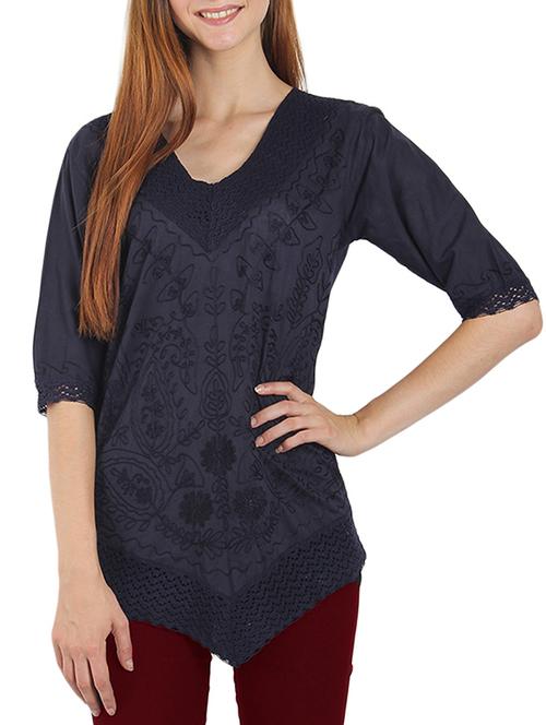 blue cotton regular top - 13296021 - Standard Image - 1