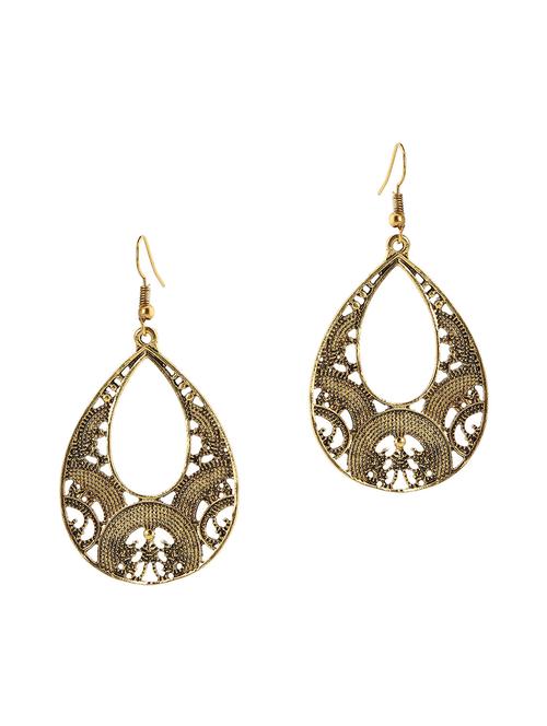 gold metal drop earrings - 13296190 - Standard Image - 1
