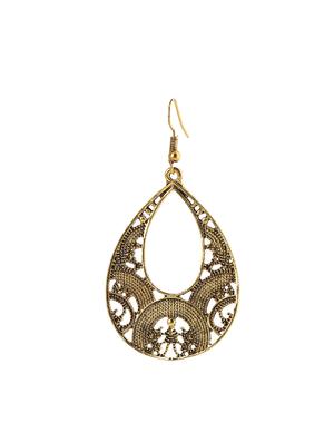 gold metal drop earrings - 13296190 - Standard Image - 2