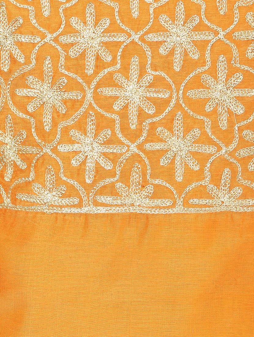 orange chanderi embroidered stitched churidaar suit - 13296932 - Zoom Image - 5