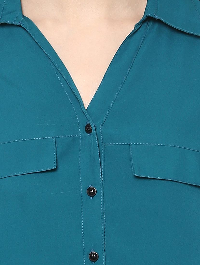 turquoise cotton straight kurta - 13305209 - Zoom Image - 4